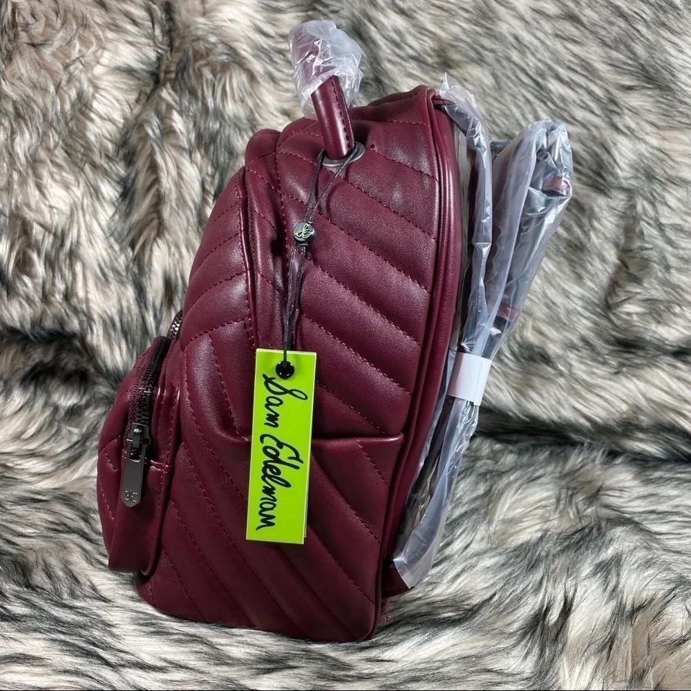 KEELY Chevron Quilted Mini Backpack Wine